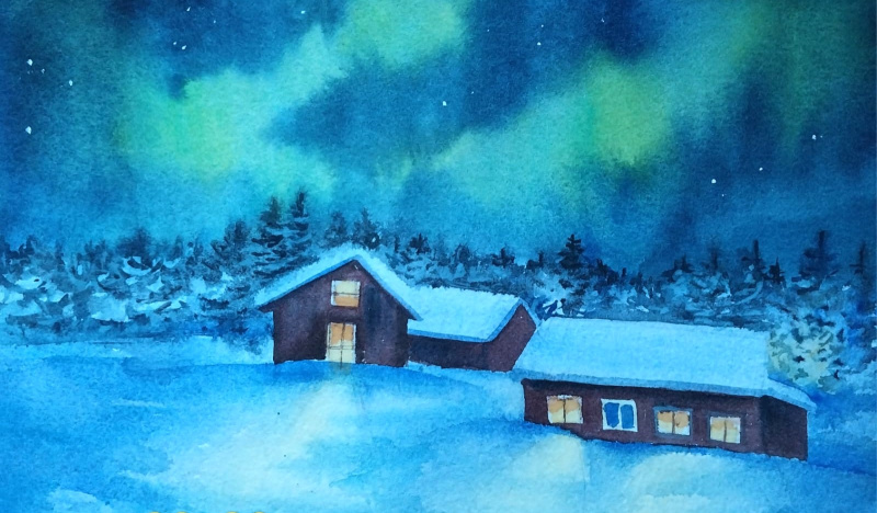 Арт-занятие «Северное сияние: акварельный этюд»